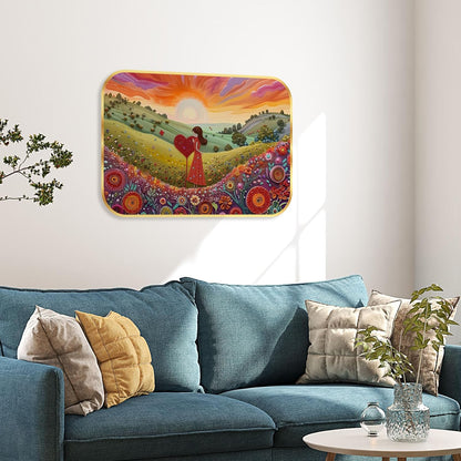 Beautiful Nature scenery modern art Premium Sparkle Lamination Finished Surface Golden Slim Frame 35 cm x 28 cm Large Size, For Home/Office/Hotel painting KG53