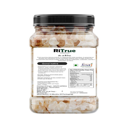 Ritrue Superfoods - Gond Katira Pure (Edible Gum) - 300 Gm - tragacanth Crystals | 100% Natural | badam Pisin Almond Gum