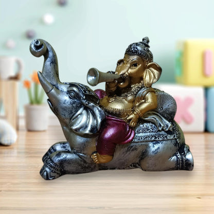 Ganesha Ganesh Ganpati Gajanan Statue Idol Murti Gift Item Decorative Showpiece Multicolor Polyresin Pack of 1 (B013)