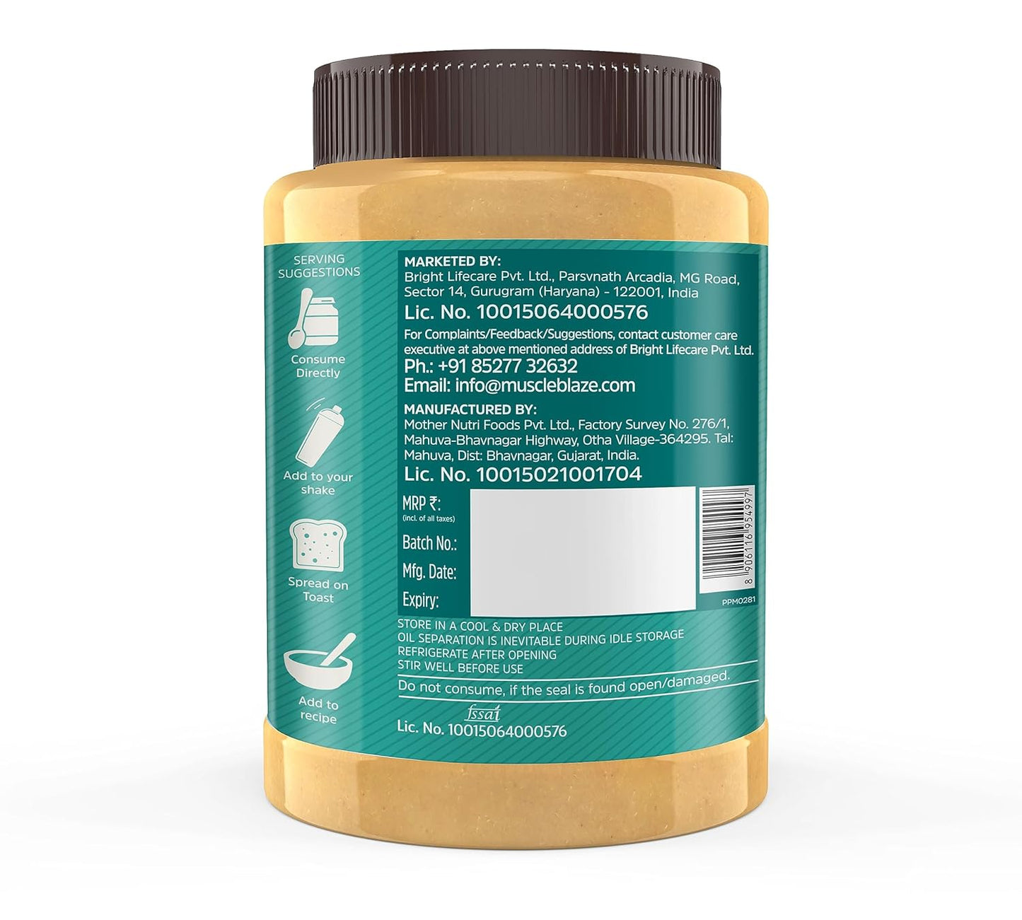 MuscleBlaze Fit Classic Peanut Butter with Omega 3 & 6 (Crunchy, 1kg) | 25.5g Protein | Fibre Rich, No Trans Fat