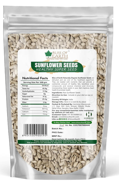 Bliss of Earth Dehulled Sunflower Seeds 500gm For Eating & Weight Loss, Naturally Organic Superfood