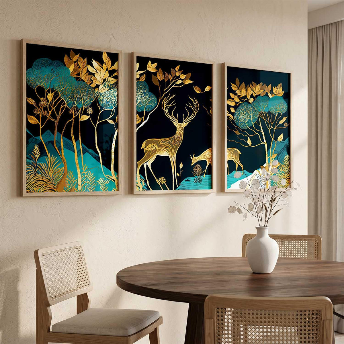 Wood Painting For Wall Decoration - Modern Art Wall Decor Framed Painting For Living Room Bedroom - Framed Wall Posters/Paintings With Frame Set of 3 (Art 12, 10x13 inch)