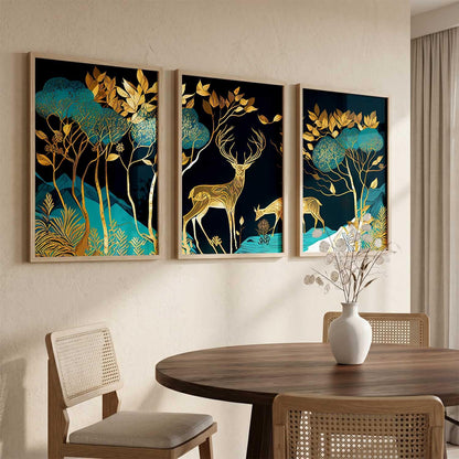 Wood Painting For Wall Decoration - Modern Art Wall Decor Framed Painting For Living Room Bedroom - Framed Wall Posters/Paintings With Frame Set of 3 (Art 12, 10x13 inch)