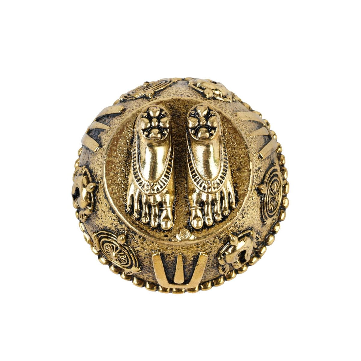 1.5 Inch Pure Brass Charan Paduka Idol | Decorative Vishnu Charan for Home Temple, Mandir, Office Desk & Puja Room | Spiritual Showpiece, Festive Gift & Religious Home Decor