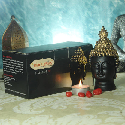 Resin Buddha Head Idol Statue Showpiece (Golden, 13.7 cm X 6.3 cm) - Decoration Items for Home Decor Mandir Temple Pooja Room Living Room Table Office Decorative Gifts