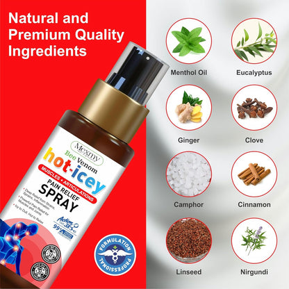 Pain Relief Spray | Hot-Cool Formula For Instant Relief From Back Pain, Leg Pain, Lumbar Pain, Knee Pain, Joint Pain, Sports Injuries, Sleep Support & Muscle Recovery | 100 g