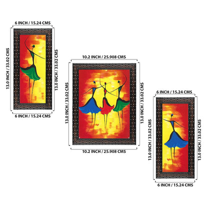 3 Pc Set Of Still Life Paintings Without Glass 5.2 X 12.5, 9.5 X 12.5, 5.2 X 12.5 Inch (6 X 13, 10.2 X 13, 6 X 13 INCH, Copper Brown)