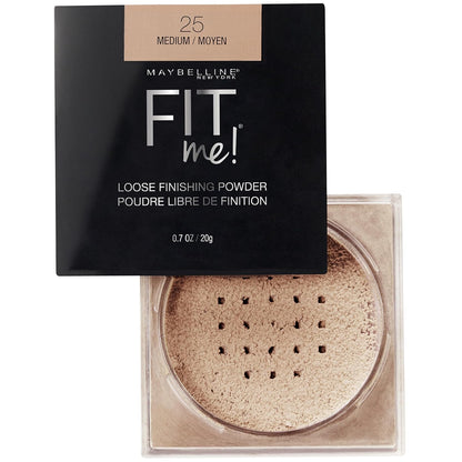 Maybelline New York Fit Me Loose Finishing Powder, Silky and Lightweight, Natural-looking beautiful skin, Quick blendable skin-friendly flawless makeup Loose Powder - Medium|20 grams