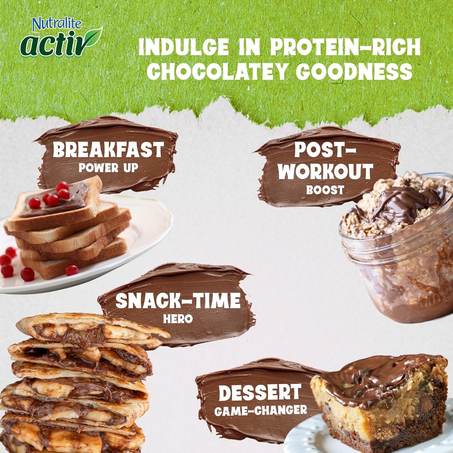 Nutralite Activ Peanut Spread – Chocolate Creamy with 20g protein per 100g, No preservatives, Gluten free, Zero trans-fat, High Dietary Fibre, With dark choco chips, 1kg Jar