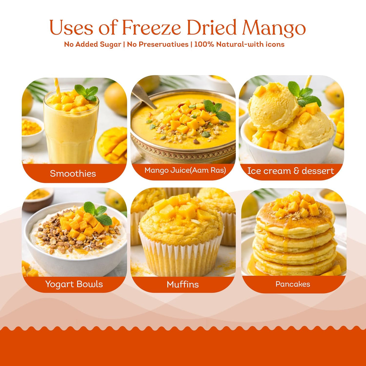 Nectar Superfoods Freeze Dried Mango Powder- 60 grams Jar-Pack of 1 Nos | 100% Natural | No Added Sugar, Preservative-Free & Vegan | Processed in India