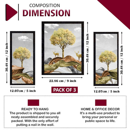 Framed Art Painting For Home, Living Room, Hall | Traditional Paintings With Frame For Home Decor (Deer D3)