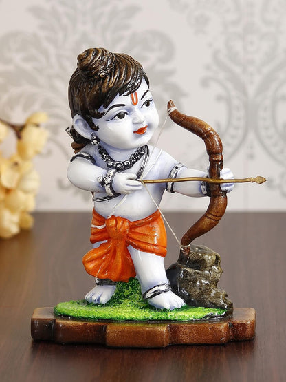Resin Shree Ram Murti Playing with Bow and Arrow | Lord Rama Idol | Shri Ram Statue for Home Temple Pooja Mandir Office| Showpiece Gift for Diwali Housewarming Ram Navami Dussehra Birthday