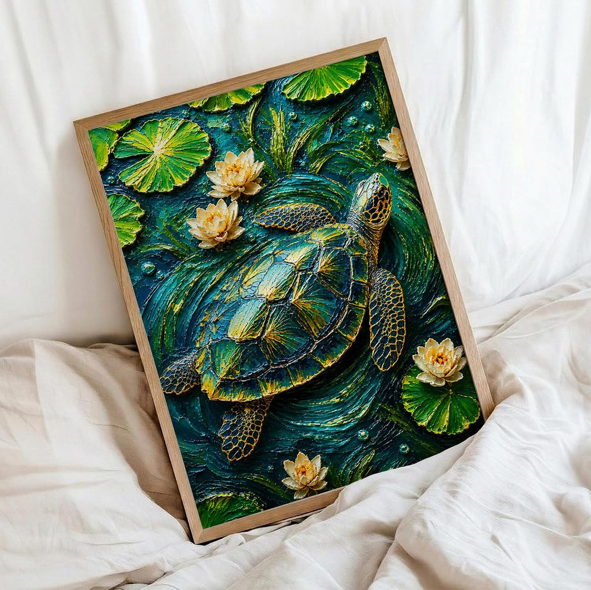 Sea Turtle Framed Wall Art, Natural, 10x13 Inches