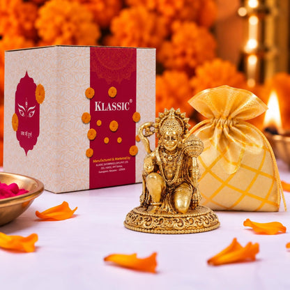 2 Inch Pure Brass Hanuman Ji Idol with Gada | Decorative God Statue for Home Temple, Mandir & Pooja Room Decor | Ideal for Pooja, Diwali, Spiritual Decor & Festive Gifting