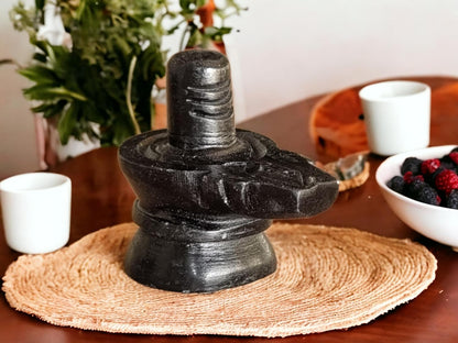 Black Marble Shiv Ling | Shiva Lingam for Home Temple | Mahadev Shankar Bholenath Shiv Ling Idol for Pooja Home Temple Mandir (2 Inch Regular Quality)