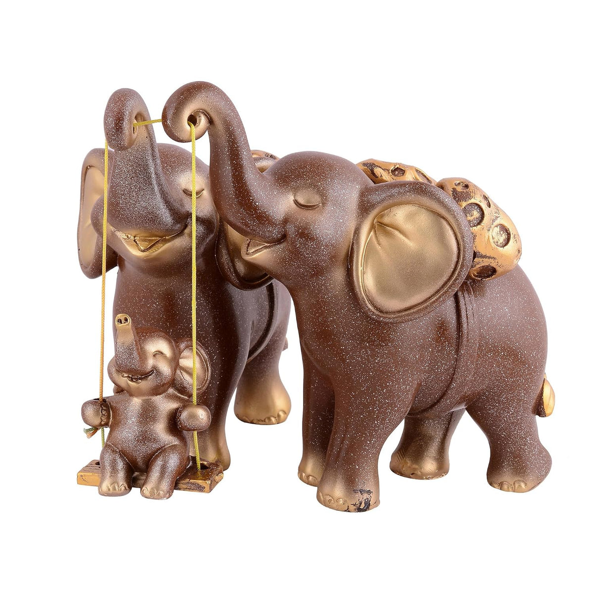 Decorative Elephant Family Showpiece Home & Office Decor(Brown)