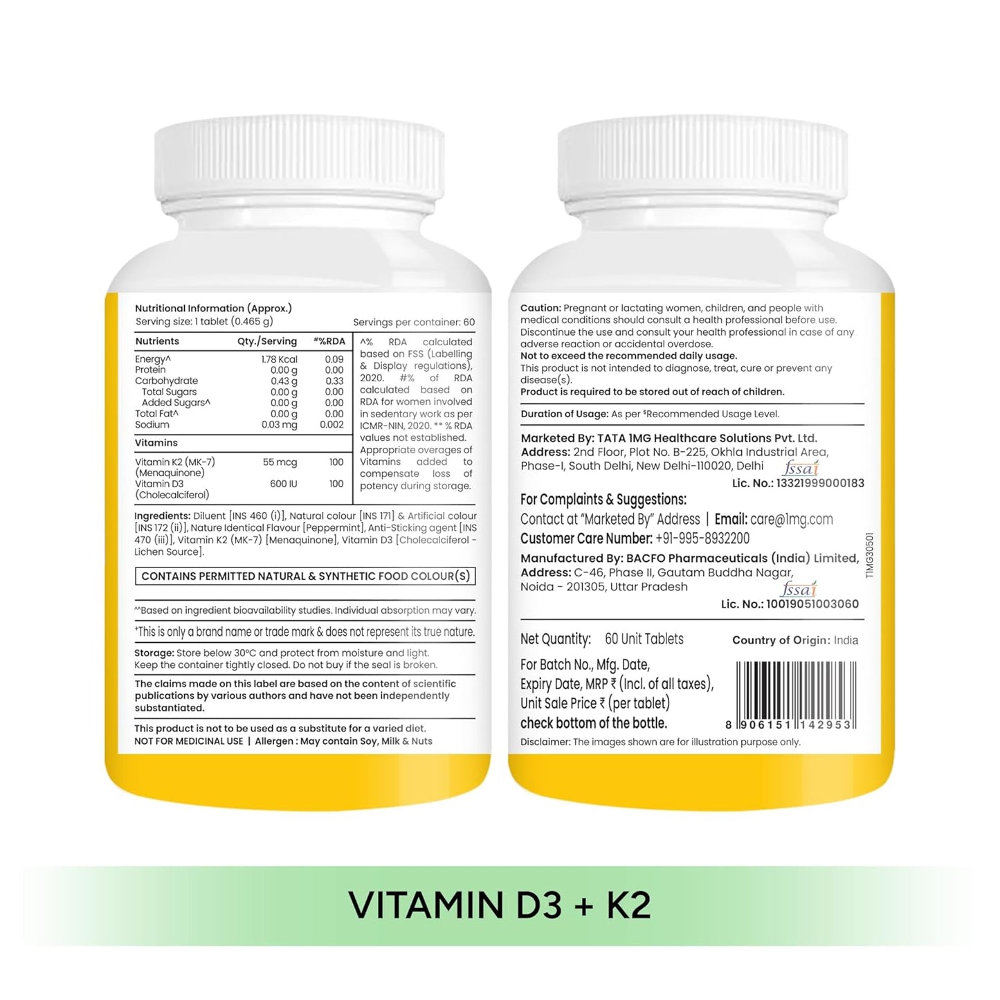 Tata 1mg Salmon 4x 60 + Tata 1mg Vitamin D3 K2 60