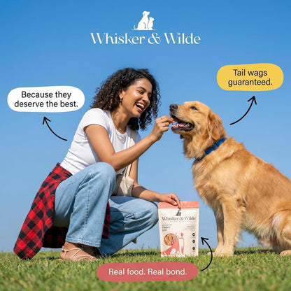 Whisker and Wilde Dehydrated Chicken Jerky | Dog Treats | Training and Reward | Dental Chew | Muscle Support | No Preservatives | 70g (Natural Chicken)