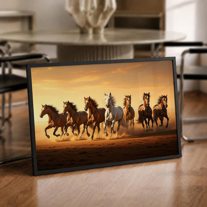 7 Horse Vastu Wall Painting (Landscape Collection) (Natural, Design 17, 48L x 33W cm)