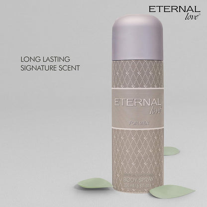 Eternal Love Body Spray for Men | Travel Size | Fresh, Cool & Energizing Scent | Long-Lasting Perfume | Woody Body Spray for Man | Gift for Him | 200ml