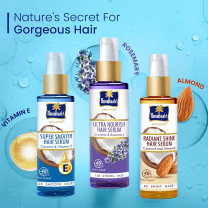 Parachute Advansed Super Smooth Hair Serum | Coconut & Vitamin E | 48 Hrs Frizz control | 2 X Smooth Hair | 100ml