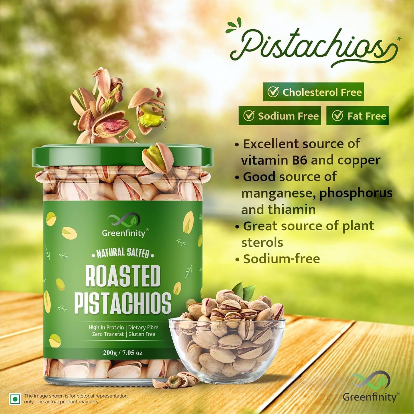 GreenFinity Fresh Whole Roasted Salted Pistachios With Shell | Rich in Protein and Dietary Fiber | Nutritious Gluten Free Dry Fruits for Gifting, Healthy Snacks, Family Treats, Festive Hamper