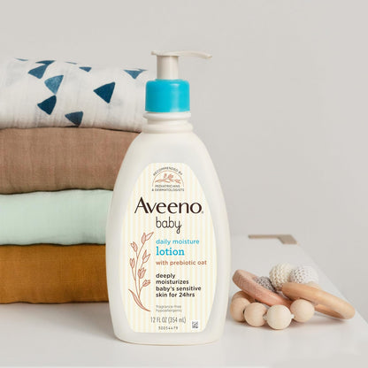 Aveeno Baby Daily Moisturizing Body Lotion | 24 Hour Protection for Sensitive Skin | Active Natural Oats Formula |Paraben Free, Fragrance Free | US Pediatrician Recommended, 532ml