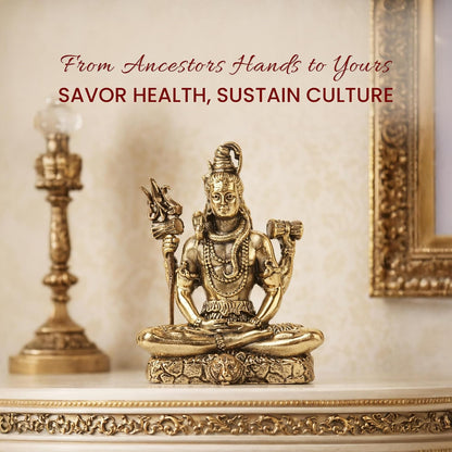 Handcrafted Brass Shiv Ji Murti | Lord Shiva Idol for Meditation, Pooja Room & Home Temple | Auspicious Hindu God Statue (Design03: L6 x W3.5 x H7 cm)
