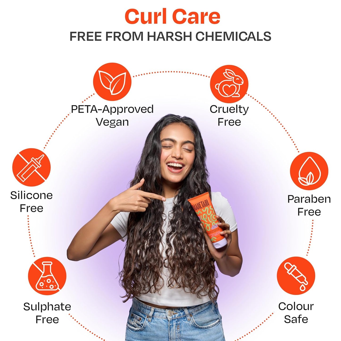 MANETAIN Curl Cream 50ml for Curly & Wavy Hair | Frizz Control, Soft Hold & Moisturizing Styling Cream | Enhances Natural Curls, Reduces Frizz | Sulfate-Free, Paraben-Free, Vegan Hair Care