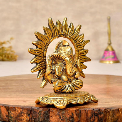 Metal Small Ganesha Statue Hindu God Ganesh Ganpati Lord Sitting Ganesh Ji for Home Decor Office Pooja Room Car Dashboard Small Ganesh Murti Decorative Showpiece & Gifts
