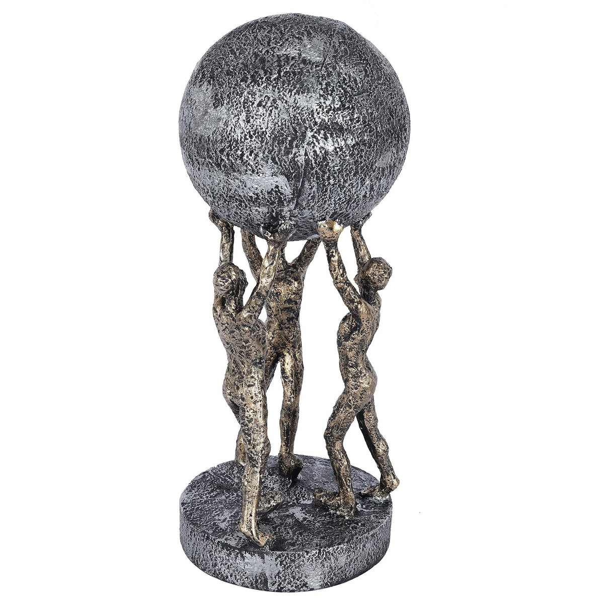 Men Group Carrying Earth Showpiece for Home Decorative Item, Home Shelf Decorative Figurines (Golden)