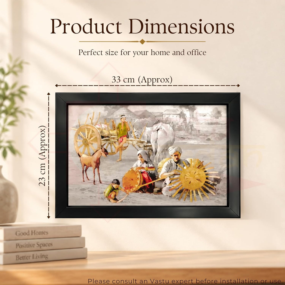 Village Scenery Painting With Frame | Natural Paintings for Living Room | Size 33 x 23 cm | Wall Scenery for Bedroom, Office, Home Decor |