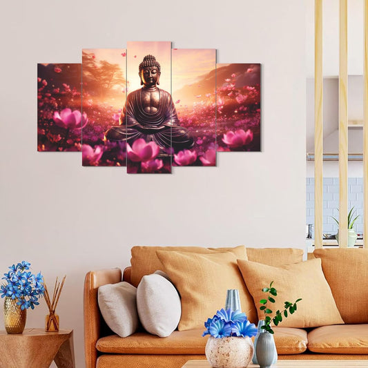 3d Buddha Wall Decor Painting For Living Room | Lord Gautam Buddha Photo Paintings Wallpaper For Wall Decoration Large Size 76 X 45 Cm | Engineered Wood (Design 3)
