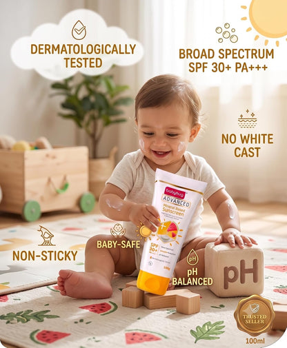 BABYHUG Advanced Mineral Based Sunscreen Lotion with SPF 30 +, PA+++,UVA/UVB Protection 100ML(Pack Of 1)
