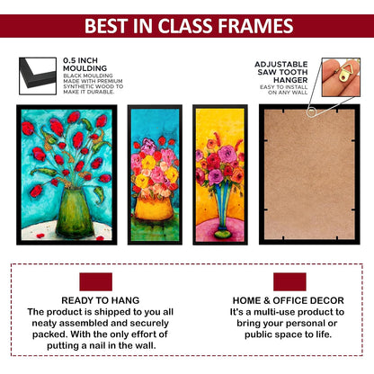 Wall Painting Frames For decor, Pictures Frame For Living Room, Home Decoration, Bedroom, Set of 3, 1pc- 23 x 30 cm, 2pc- 12.5 x 30 cm (Design 16)