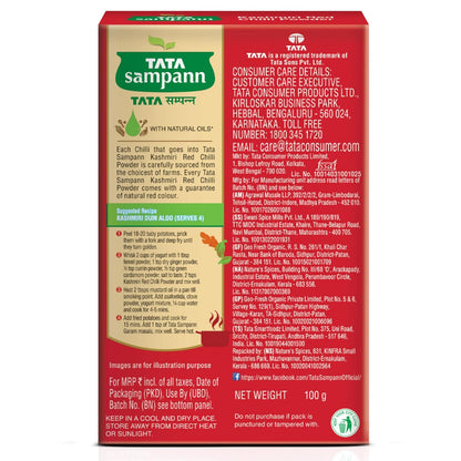 Tata Sampann Kashmiri Red Chilli Powder with Natural Oils, 100g, Kashmiri Lal Mirch Powder, With Exclusive Recipe