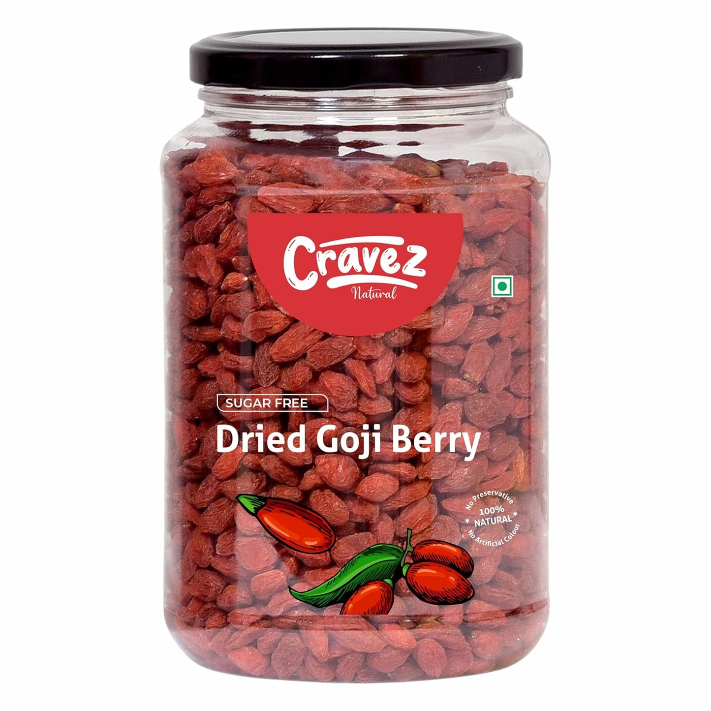 Cravez Premium Dried Goji Berries - 250G | Sugar Free Goji Berry Dry Fruit | High in Vitamin A | Rich in Antioxidants | Boosts Immunity | Aids in Weight Management | Toppings for Fruit Salads & More