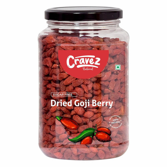 Cravez Premium Dried Goji Berries - 250G | Sugar Free Goji Berry Dry Fruit | High in Vitamin A | Rich in Antioxidants | Boosts Immunity | Aids in Weight Management | Toppings for Fruit Salads & More