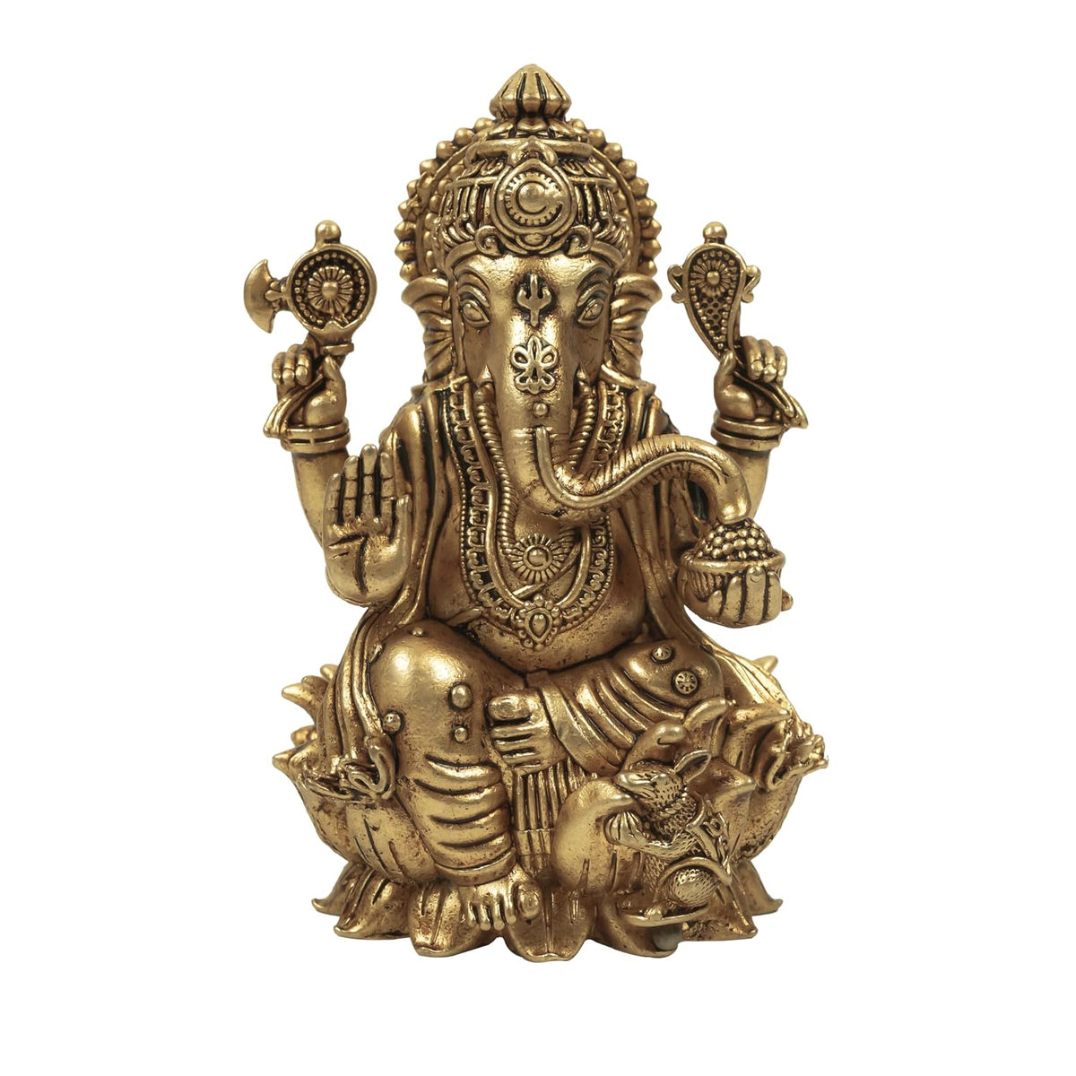 3.5 Inch Pure Brass Lord Ganesha Idol | Handcrafted Antique Finish Ganesh Murti for Home Temple, Pooja Room, Diwali, Housewarming & Festive Gifting