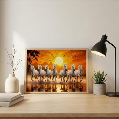 7 Horse Vastu Wall Painting (Landscape Collection) (Natural, Design 02, 13x19 Inch)