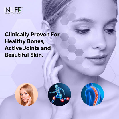 INLIFE Japanese Hydrolyzed Collagen Peptides Powder Clinically Proven Ingredient, Type 1 & 3, Skin Health, Bone Health Supplement for Men & Women (Unflavoured, Collagen, 200g)
