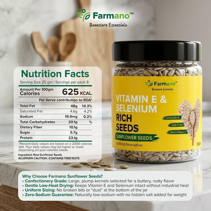 Farmano Raw Sunflower Seeds | High Protein & Fiber | Premium Quality | 200g