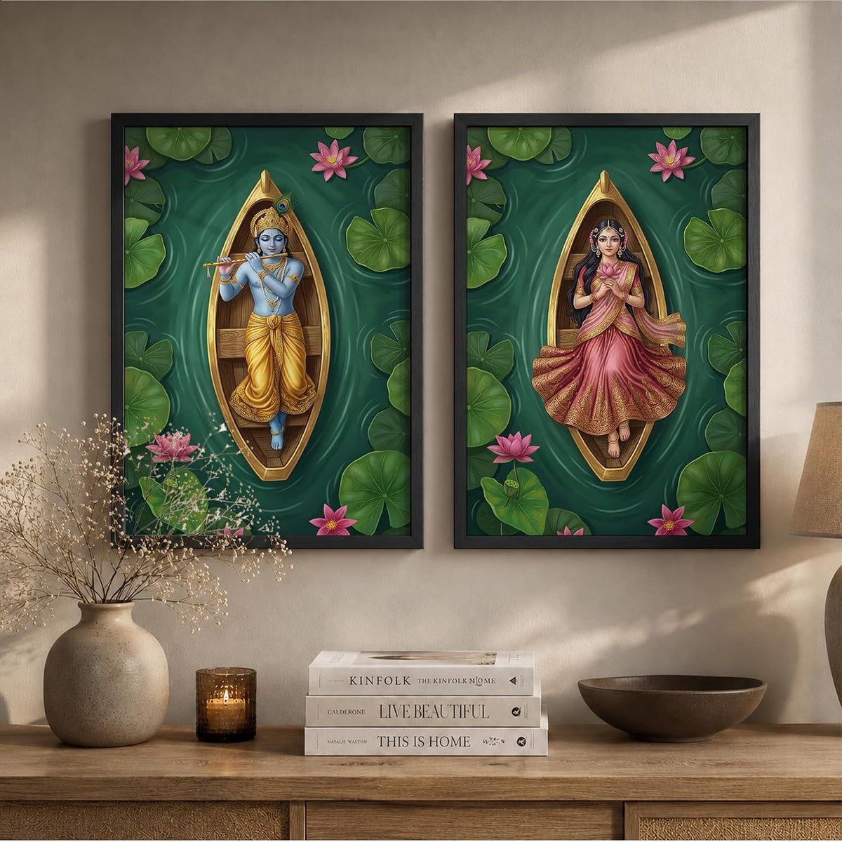 Traditional Indian Wall Art — Set of 2 (ART 21, 13x19 INCHES)