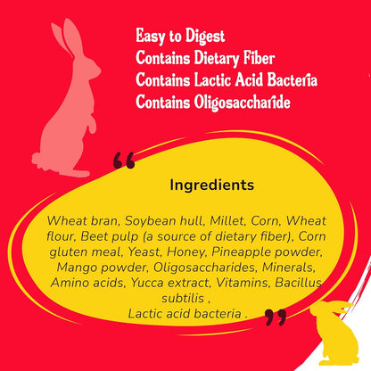 Petslife Premium Rabbit Food 1kg, High Protien Added with Fiber & Essential Nutrients Pellet Food, Balanced Nutrition Diet for Small & Adult Bunnies, Suitable for All Ages., Honey & Fruits Flavour