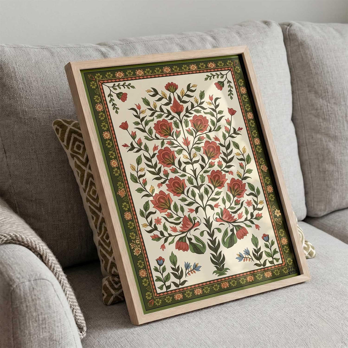 Art Wall Painting Indian Traditional Madhubani With Frame Home Decoration For Living Room Bed Room Hotel Wall Decor Digital Reprint (14X20 inch)