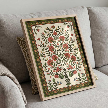 Art Wall Painting Indian Traditional Madhubani With Frame Home Decoration For Living Room Bed Room Hotel Wall Decor Digital Reprint (14X20 inch)