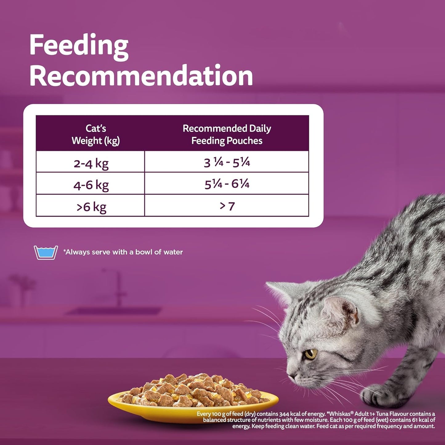Whiskas Adult (1+ Years) Wet Cat Food, Salmon in Gravy, 80 g Hydrating Food Made With Real Fish, 100% Complete & Balanced Nutrition for Adult Cats