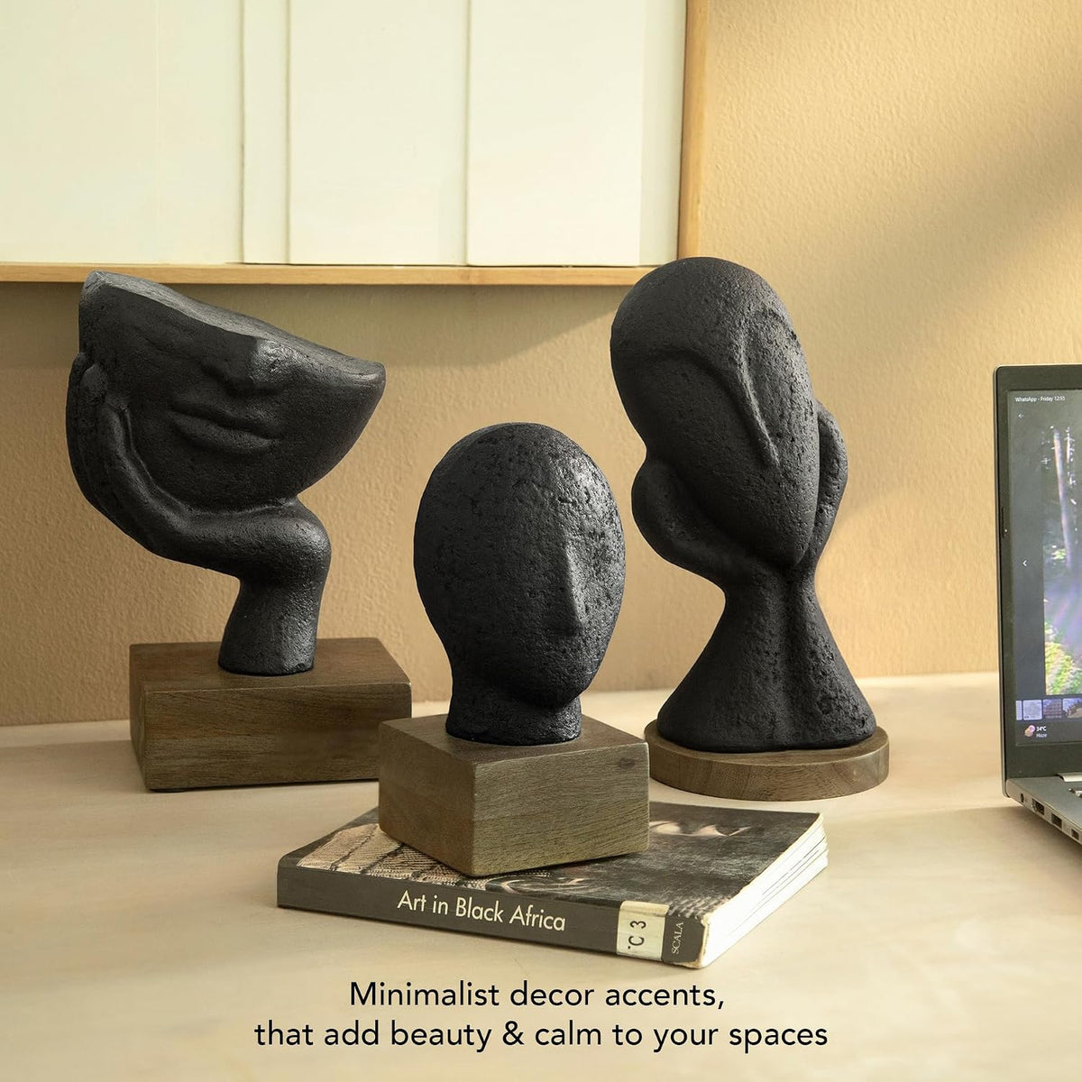 Ellementry Calm Face Ecomix Sculpture 19 cm Tall, Home Décor Showpiece Figurine for Living Room & Office, Modern Asthetic Tabletop Decorative Accent, Unique Gift Item for Shelf Decoration