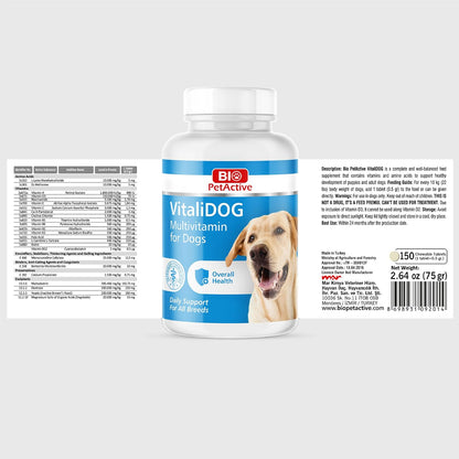 Bio PetActive VitaliDog Multivitamin for Dogs Helps in Immune System & Digestive System,Brain and Overall Body Health(75 Tablets)