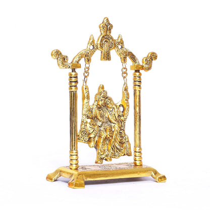 KridayKraft Radha Krishna on Swing jhula Metal Statue Gold Plated Decor Your Home,Office & Radha Krishna Murti,Showpiece Figurines,Religious Article...